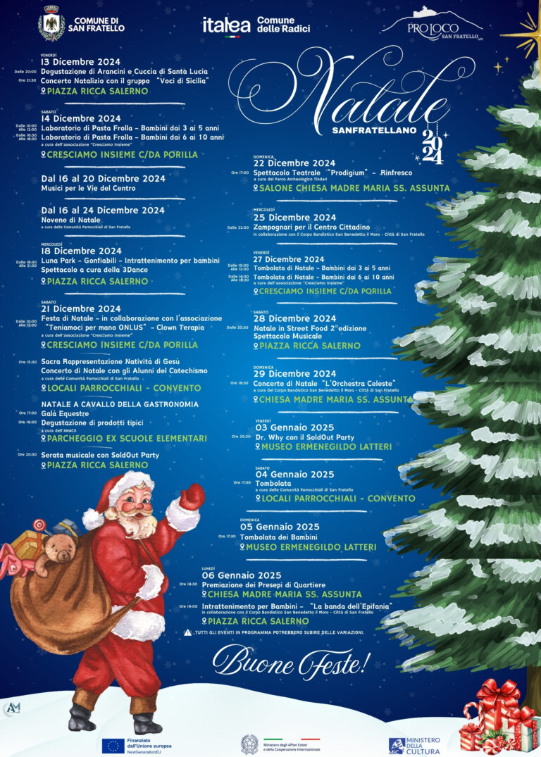 Natale Sanfratellano 2024: un mese di emozioni, sapori e tradizioni