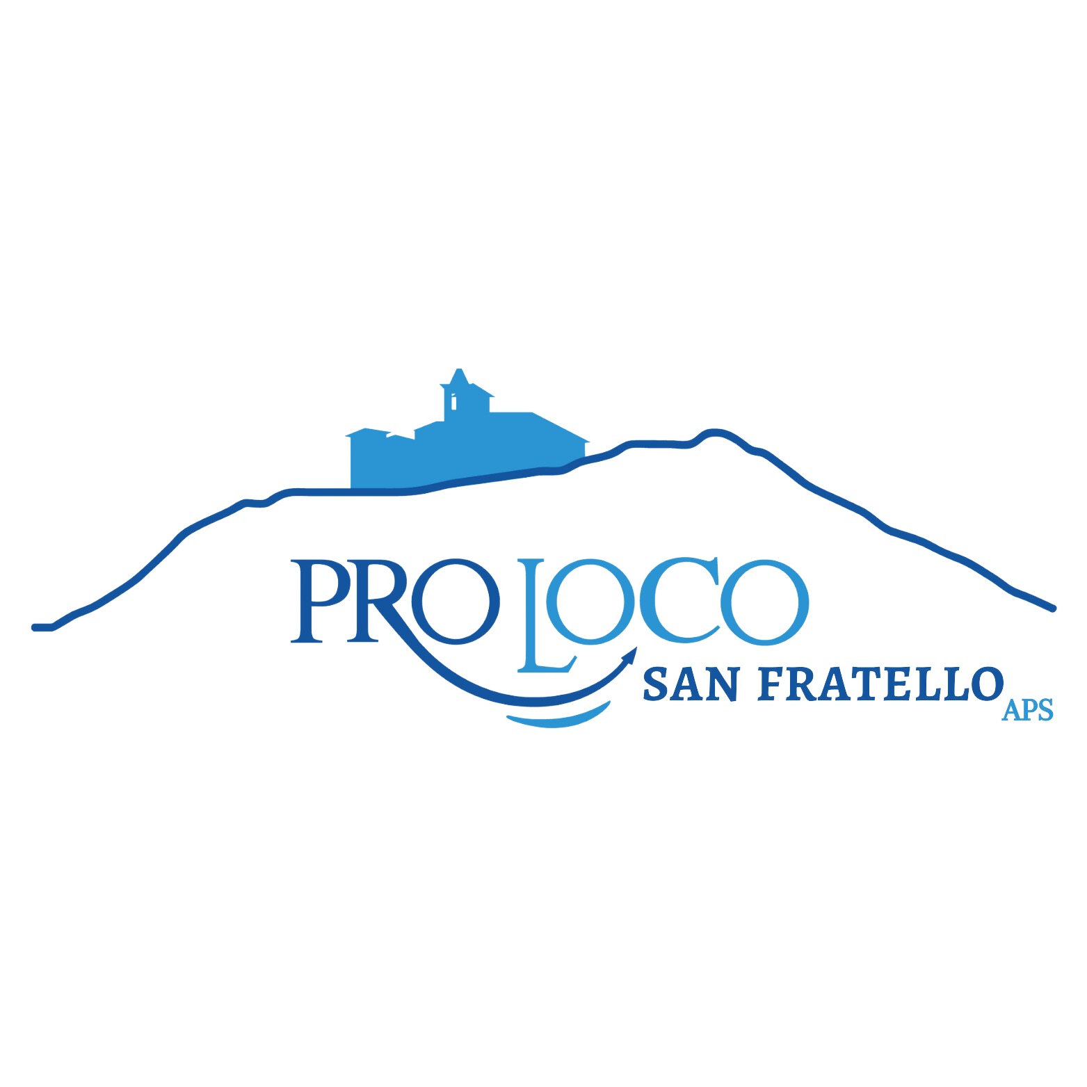 logo pro loco, blu, azzurro e bianco