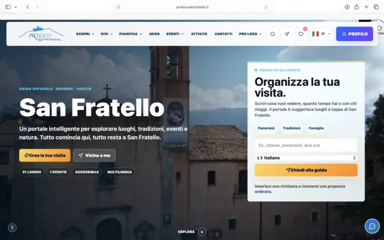 Anteprima del portale ufficiale della Pro Loco San Fratello APS